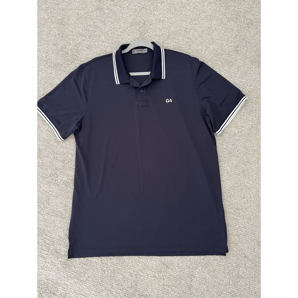 G/Fore Golf Performance Polo Shirt Mens Size XL Navy Blue White Logo Sport